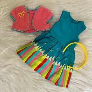 American Girl WellieWishers Colorful ABCs Outfit Cardigan Dress Headband School